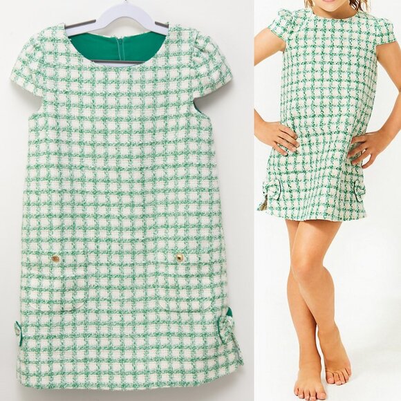 Lilly Pulitzer Other - Lilly Pulitzer Little Lilly Short Sleeve Windowpane Boucle Fiddle Leaf Green 8